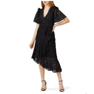 Keepsake Eternal Lace Ruffle‎ Midi Wrap Dress